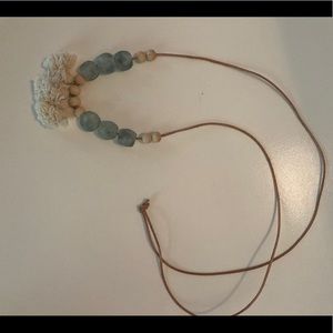 Sea glass and leather boho necklace